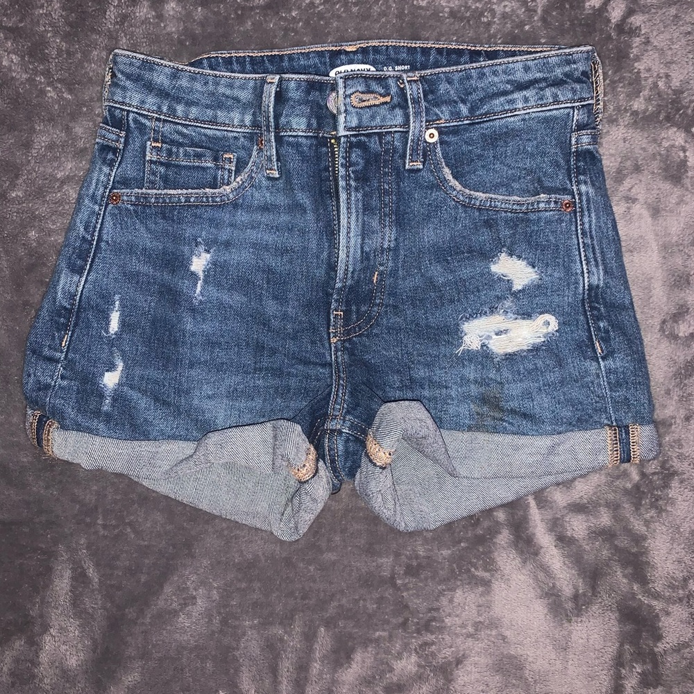 Distressed blue Jean shorts